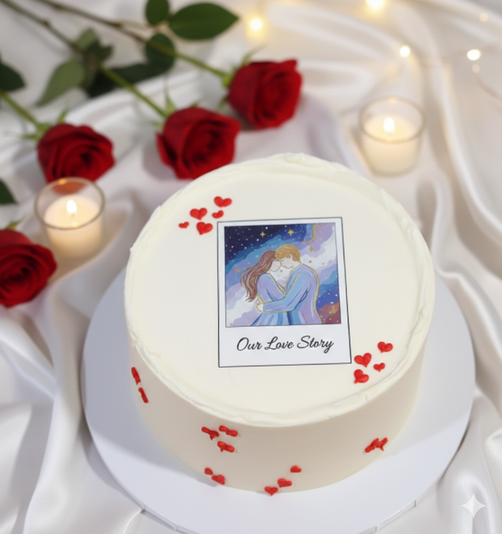 Our Love Story Photo Cake